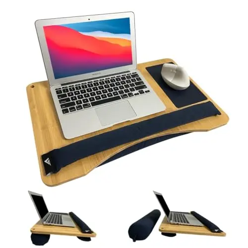 LICHIL bamboo lap desk with removable cushions and natural finish