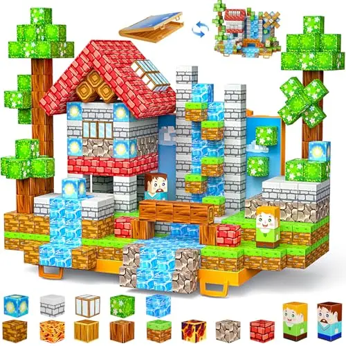 Wxlbr magnetic blocks with forest castle theme and large cubes