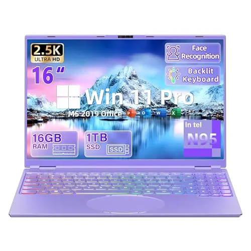Svikou 16-inch purple laptop with ultra-narrow bezel display